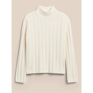 Banana Republic Men's Merino Extra Fine Wool Sweater Mock Neck Sz S Preppy Cream